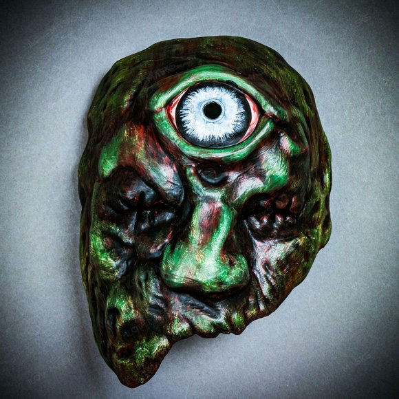 Halloween Horror Monster One-Eyed Party Mask Green - Picture 2 of 8